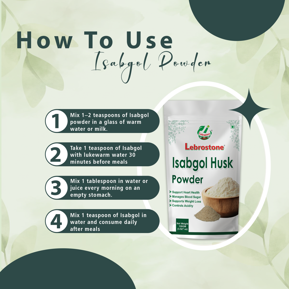 Lebrostone Isabgol Husk | Natural Fiber for Weight Management, Digestion & Heart Health(100gm)