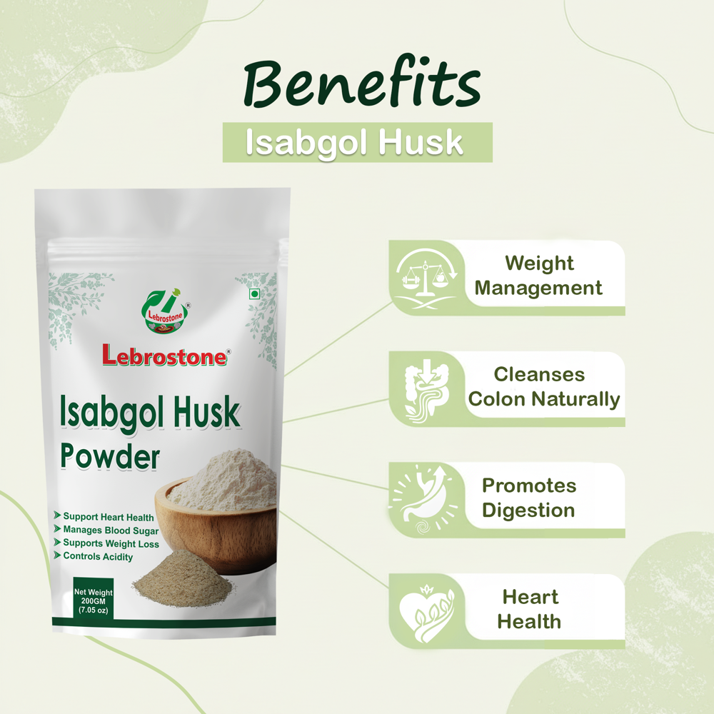 Lebrostone Isabgol Husk | Natural Fiber for Weight Management, Digestion & Heart Health(200gm)
