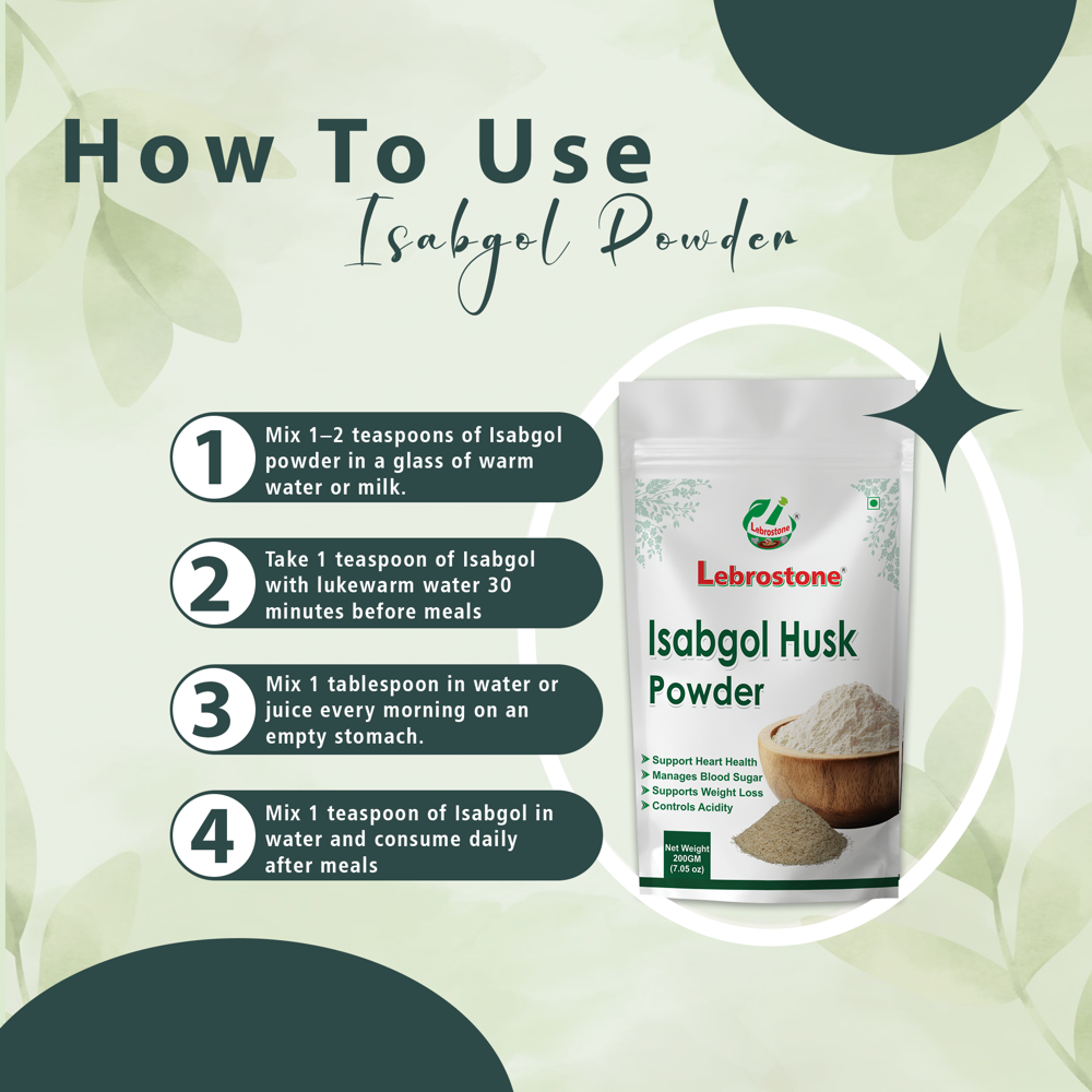 Lebrostone Isabgol Husk | Natural Fiber for Weight Management, Digestion & Heart Health(200gm)