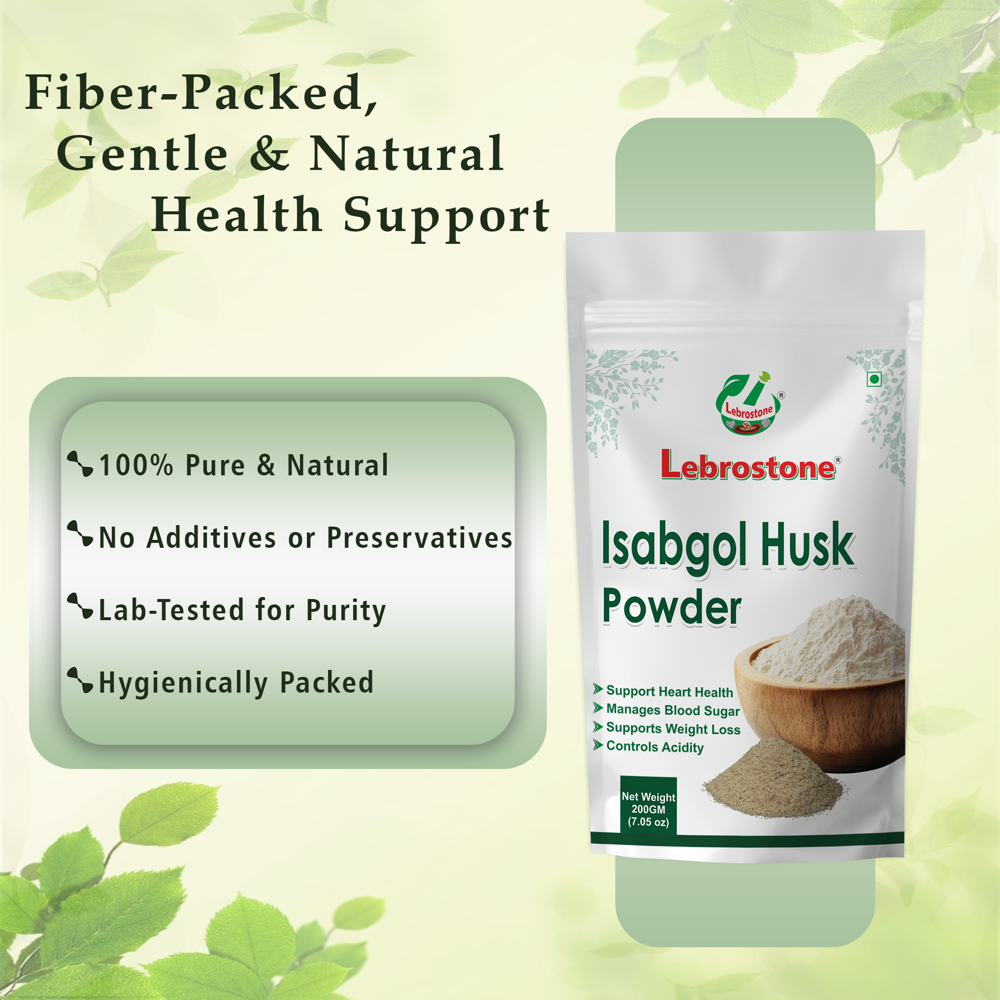 Lebrostone Isabgol Husk | Natural Fiber for Weight Management, Digestion & Heart Health(200gm)