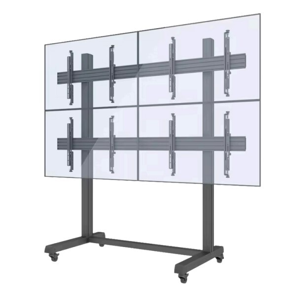 Quad Screen TV Stand 4 TVs Videowall Stand Mobile TV Backet