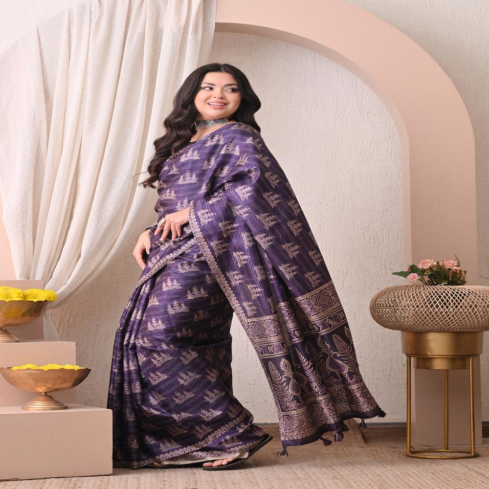 Ethnic Motifs Tussar Saree