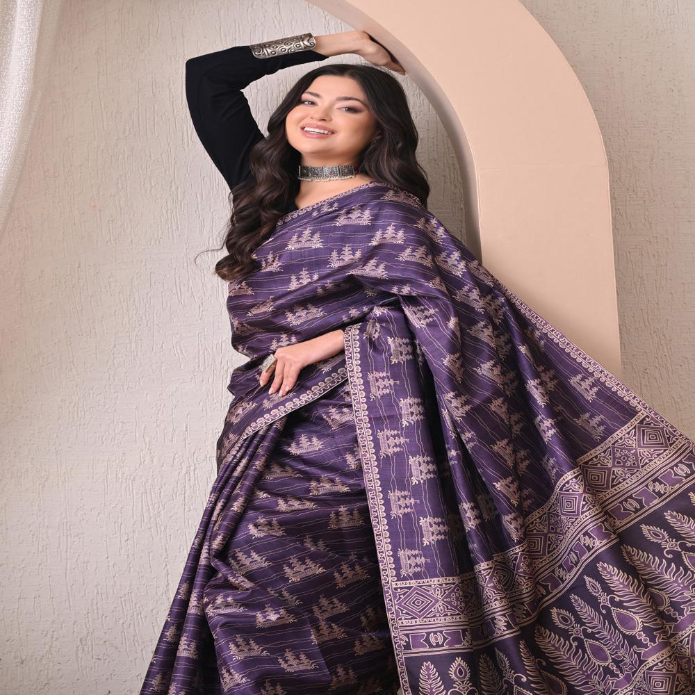 Ethnic Motifs Tussar Saree