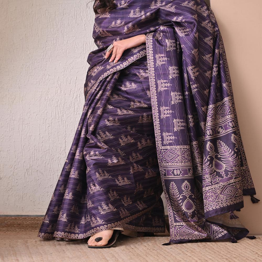 Ethnic Motifs Tussar Saree