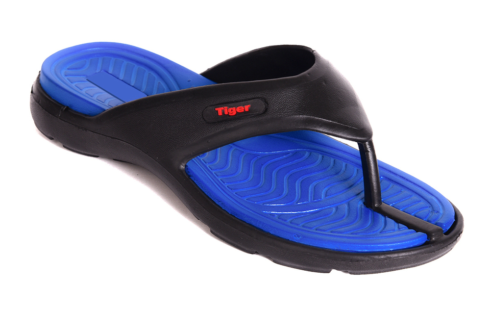 Mens Tiger Navy Blue And Black Slipper