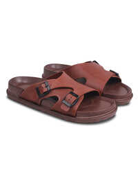 Mens P Touch Brown Dual Strap Lightweight Comfort Sandal