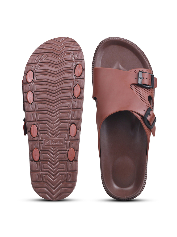 Mens P Touch Brown Dual Strap Lightweight Comfort Sandal