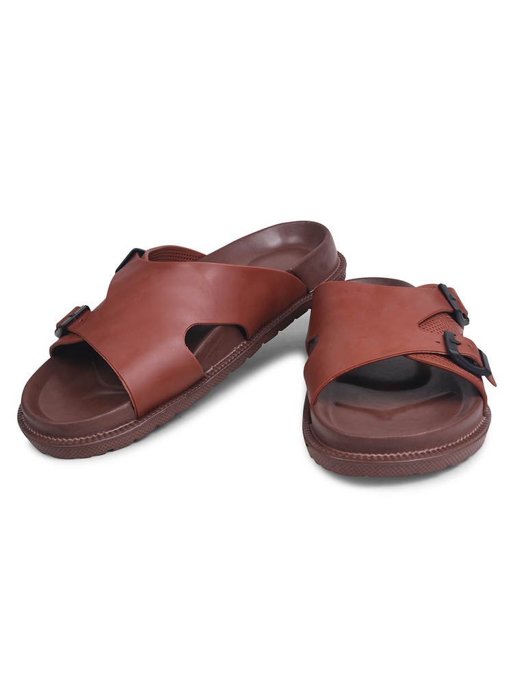 Mens P Touch Brown Dual Strap Lightweight Comfort Sandal