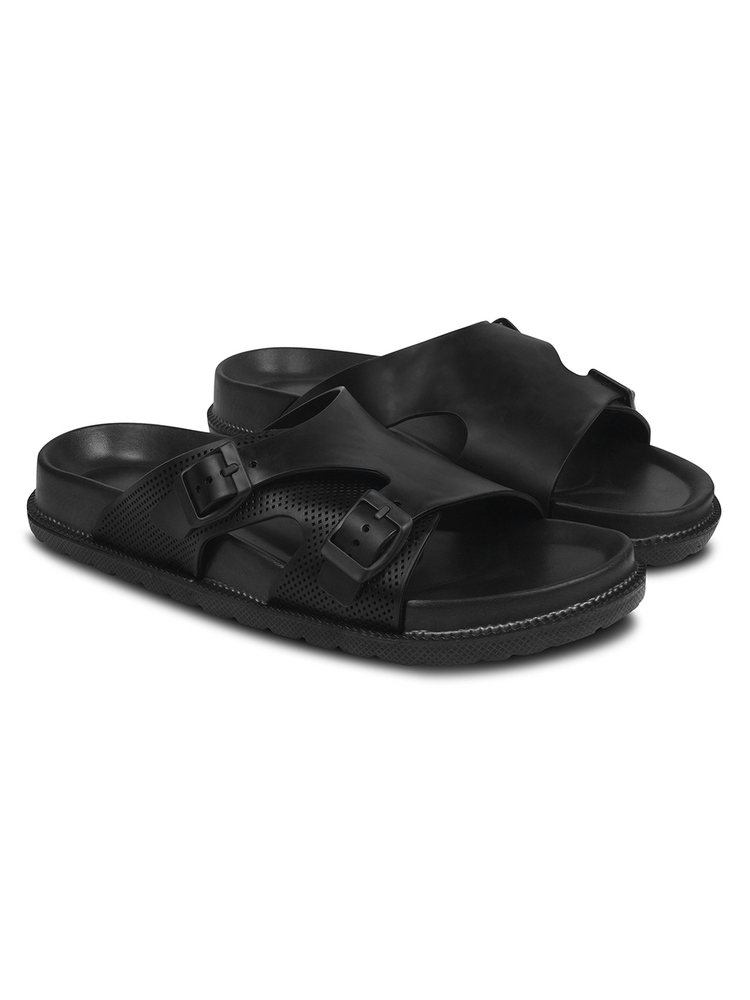 Mens P Touch Black Dual Strap Lightweight Comfort Sandal
