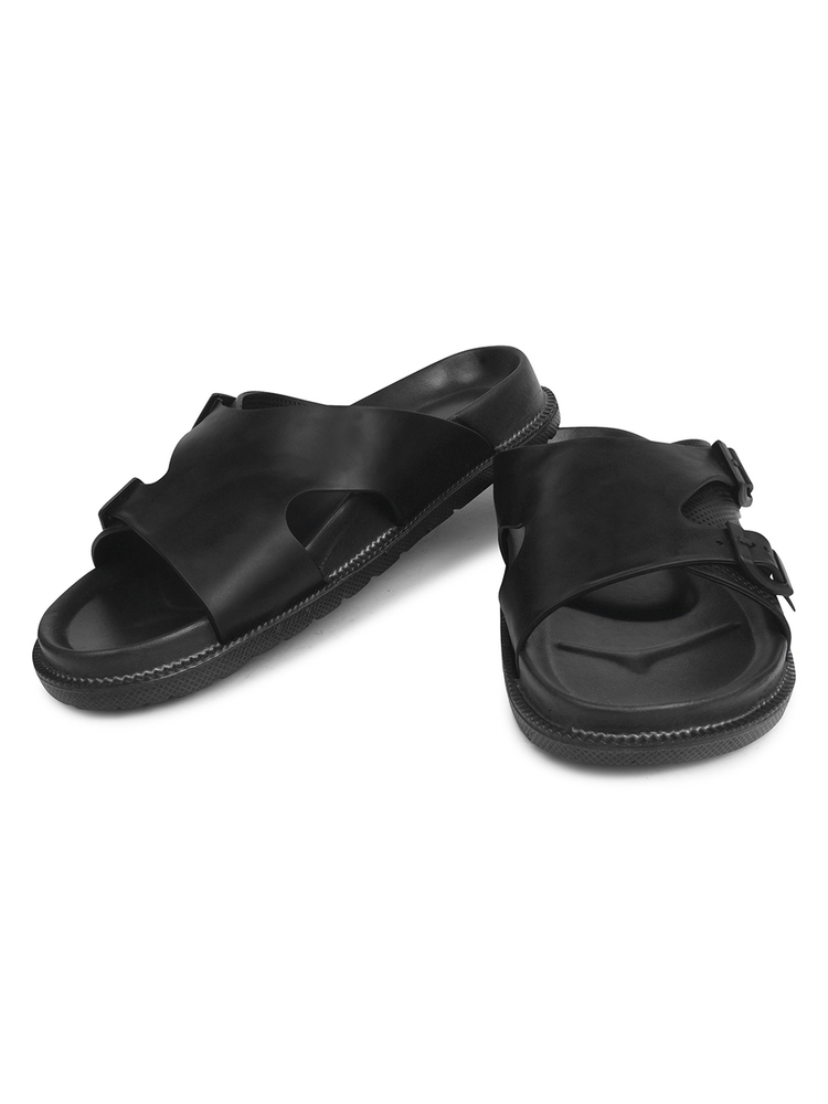 Mens P Touch Black Dual Strap Lightweight Comfort Sandal