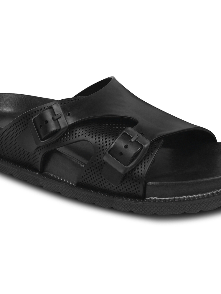 Mens P Touch Black Dual Strap Lightweight Comfort Sandal
