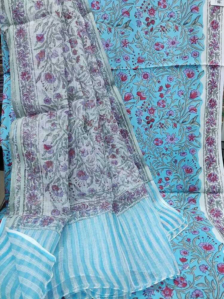 Ladies Hand Block Print Kota Doria Dupatta