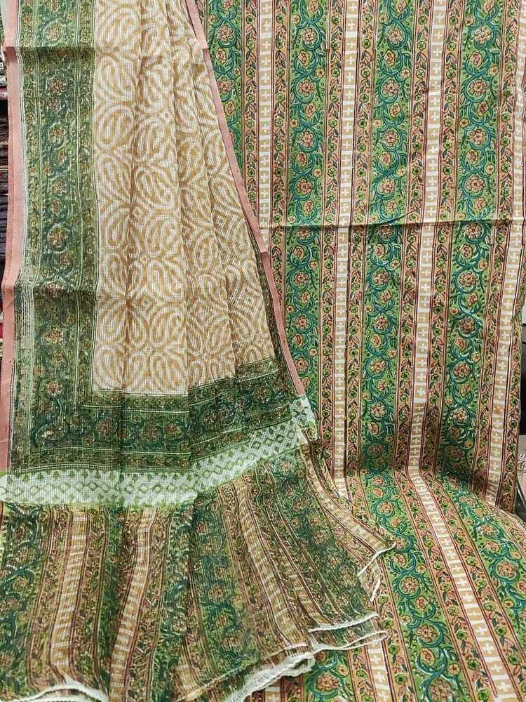 Ladies Hand Block Print Kota Doria Dupatta