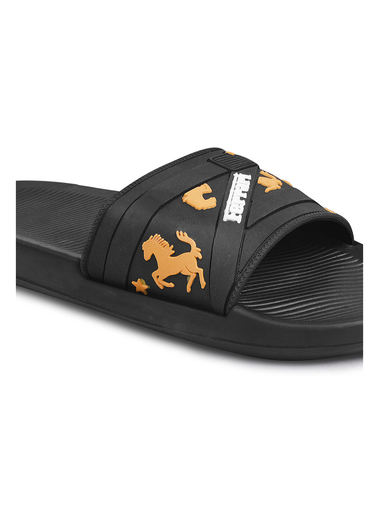 Mens Black Ninja Ferrari Printed Slider