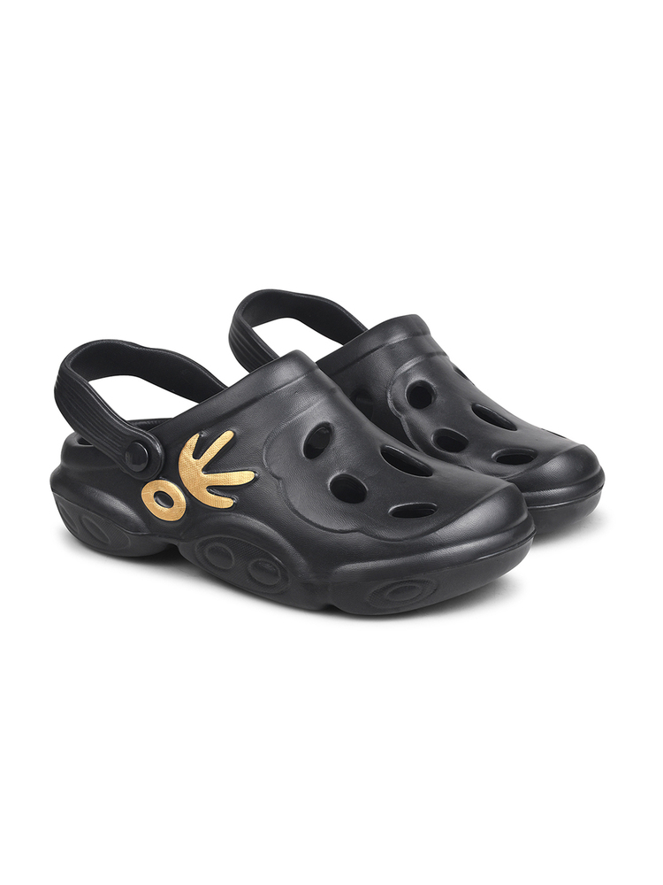 KGF02 Kids Black Adjustable Clogs