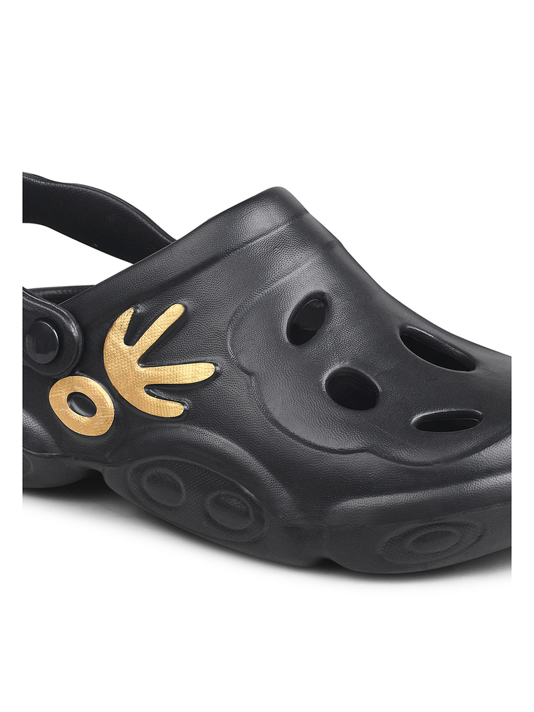 KGF02 Kids Black Adjustable Clogs