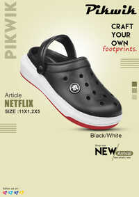 Kids Netflix Black And White Clogs