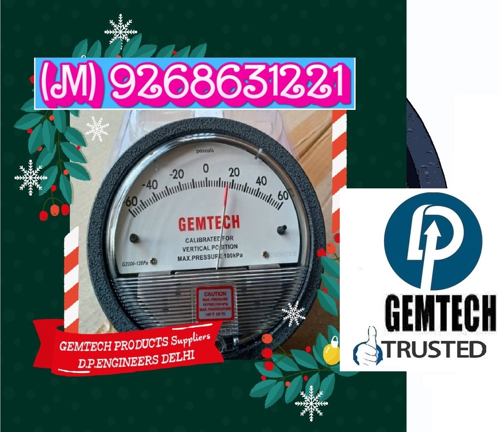 GEMTECH- Differential Pressure Gauge Range 0-60 Pascal by Pudukkottai Tamil Nadu