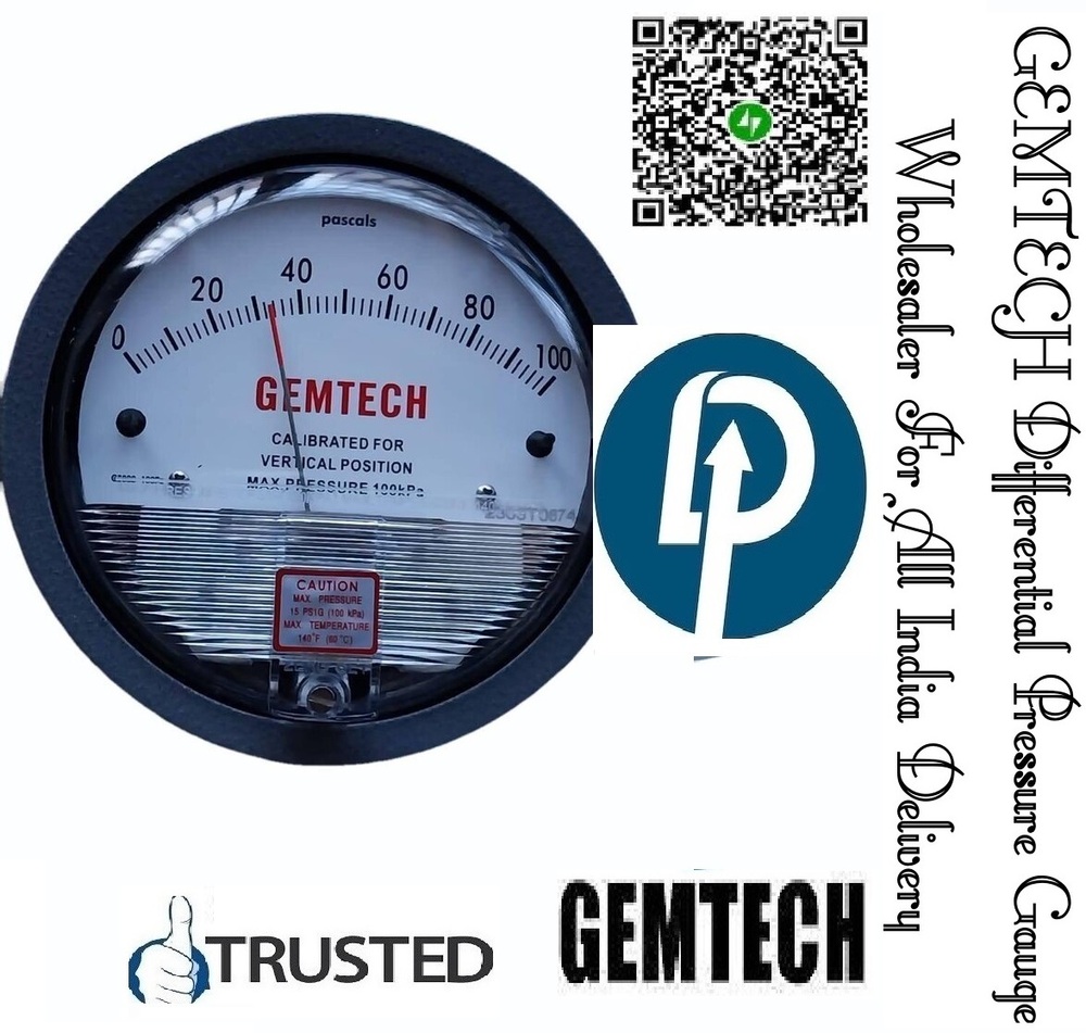 GEMTECH- Differential Pressure Gauge Range 0-100 Pascal NEAR CHHATTISGARH