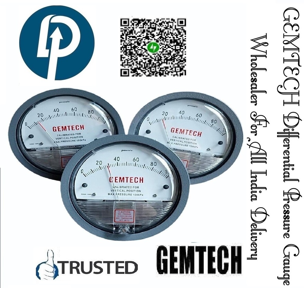 Gemtech- Differential Pressure Gauge Range 0-100 Pascal Near Chhattisgarh