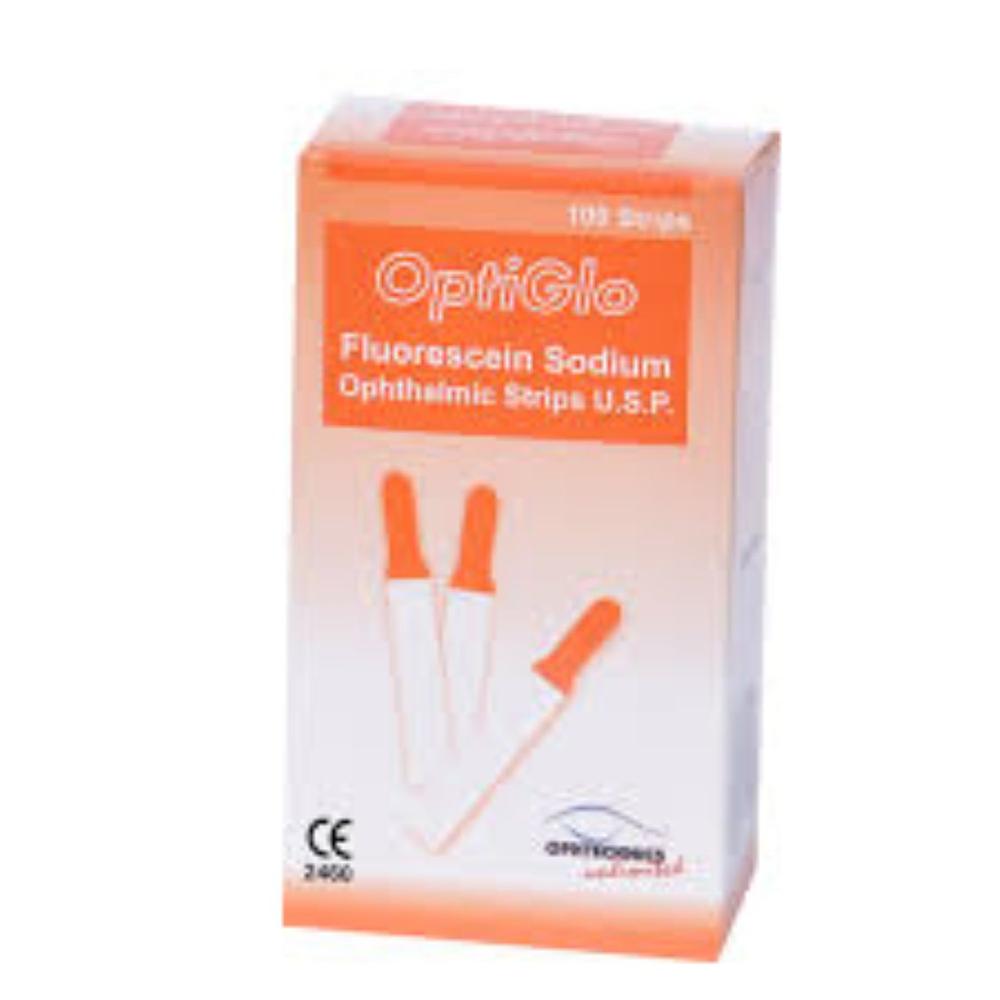 Optiglo Fluorescein Sodium Sterile Strips 100 Pcs