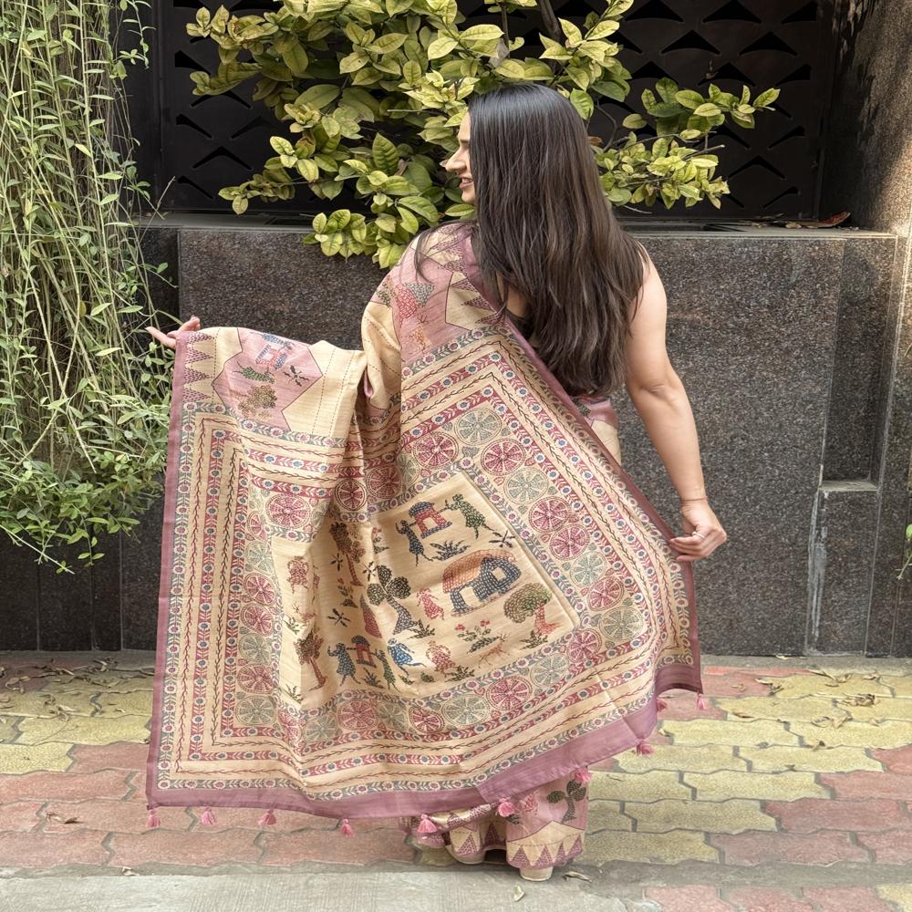 Fancy Printed Saree - Color: Dusty Pink