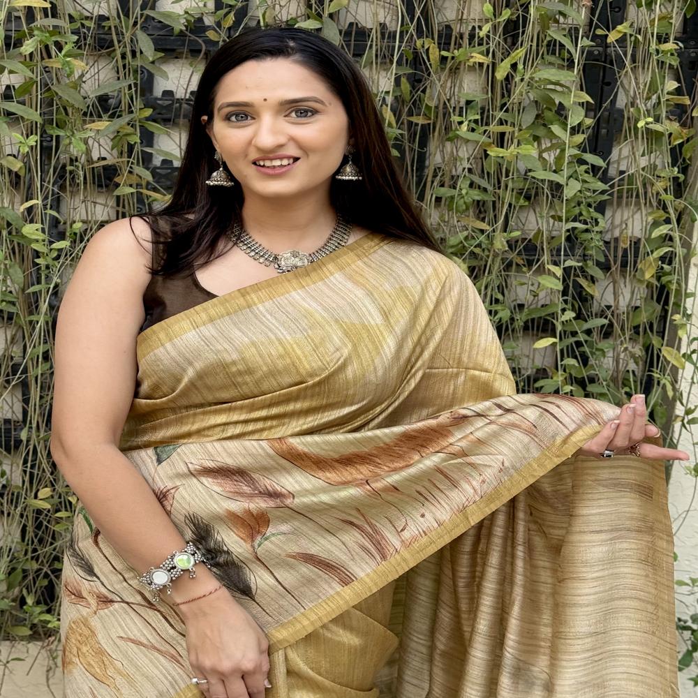 Fancy Digital Printed Saree - Color: Yellow