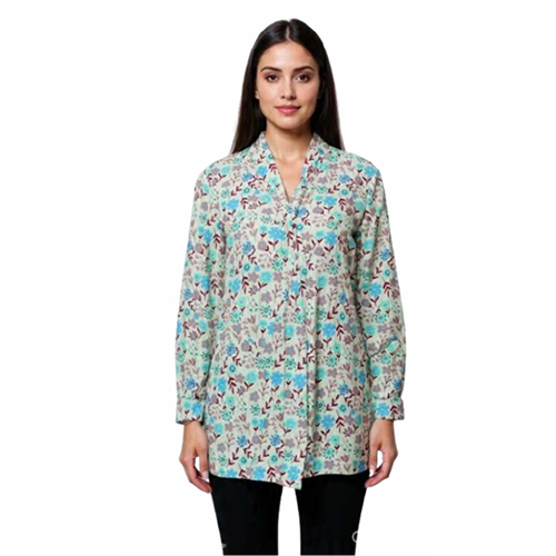 Womens Fill Sleeve Shirt - Cotton Blend, Ivory White, Hip Length | Soft, Breathable, Regular Fit, Full Sleeve, Buttoned Cuffs