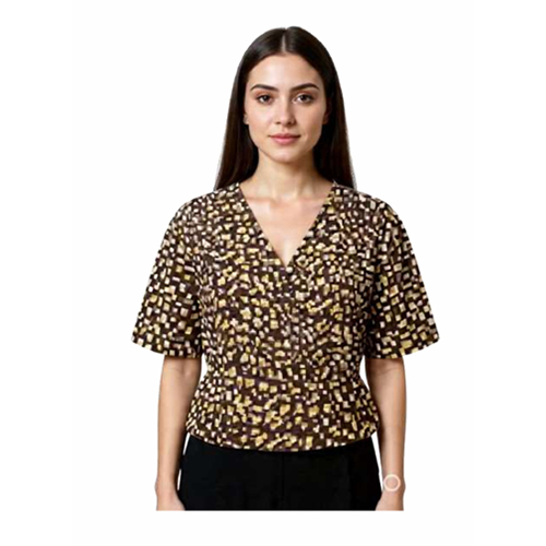 Womens Short Sleeve Printed Blouse
