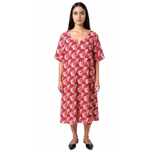 Red Floral Print Midi Dress