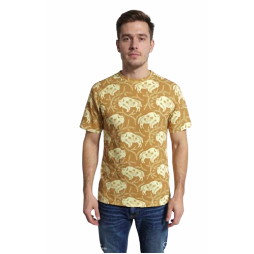 Bull Printed Mens Yellow T-Shirts