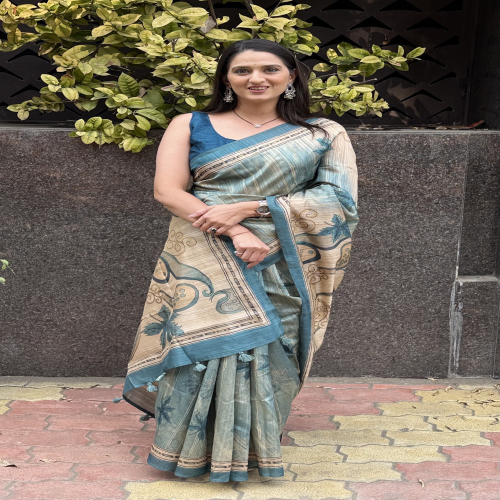 Floral Printed Fancy Saree