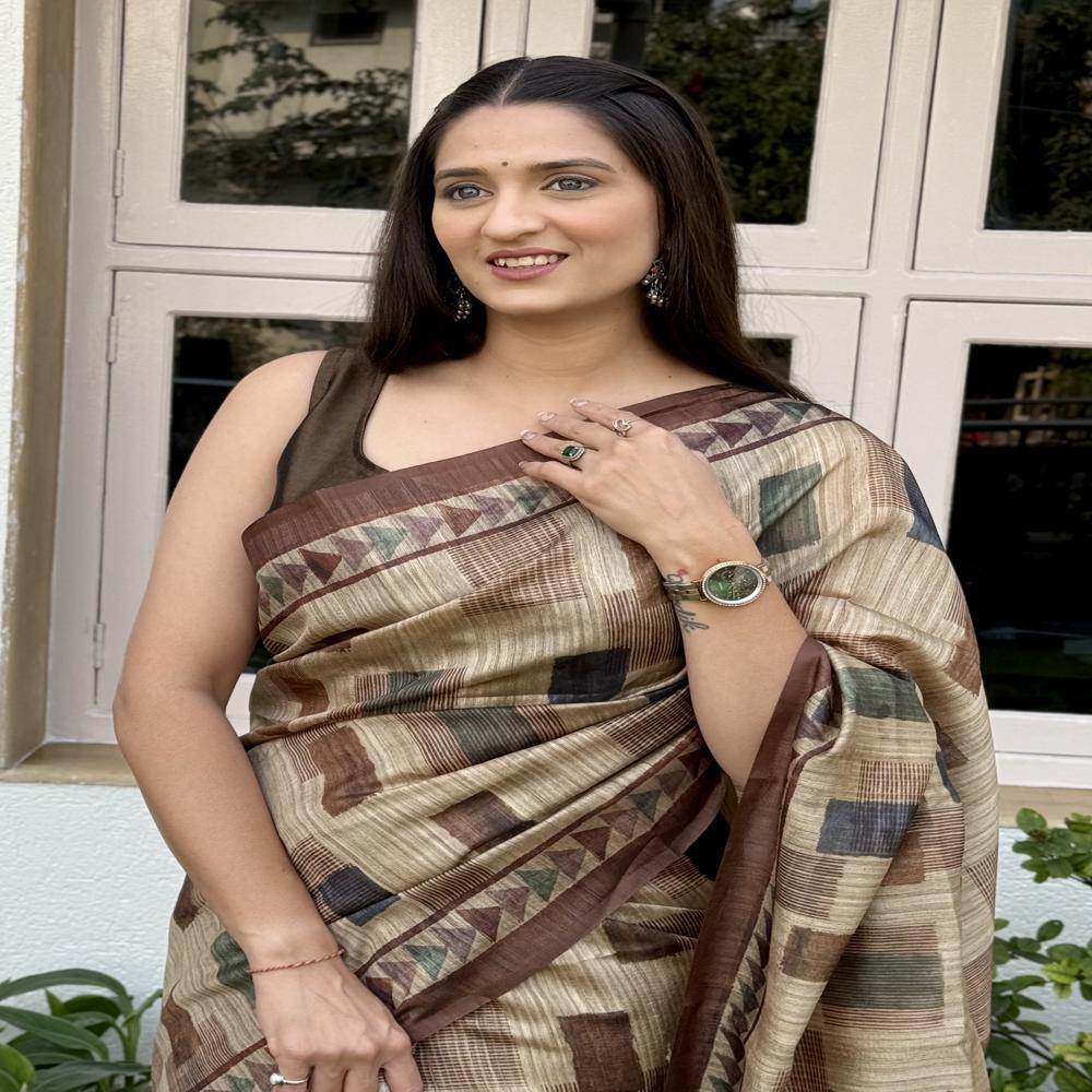  Add Video  Add PDF  Fancy Brown Saree 