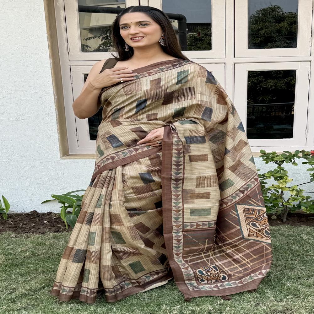  Add Video  Add PDF  Fancy Brown Saree 
