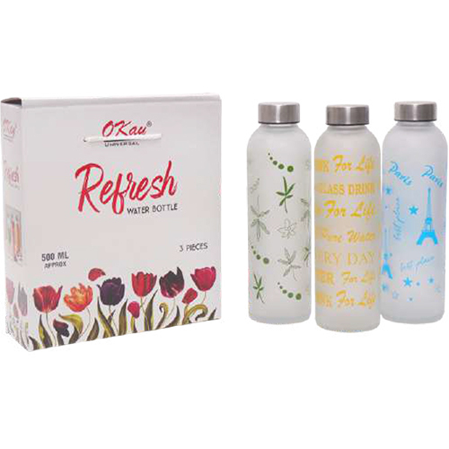 Single Colour Refresh Water Bottle 3 Pcs 500ml