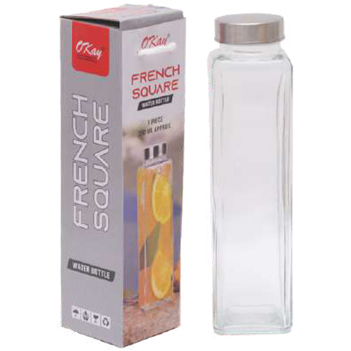 Plain French Square Water Bottle 750ml