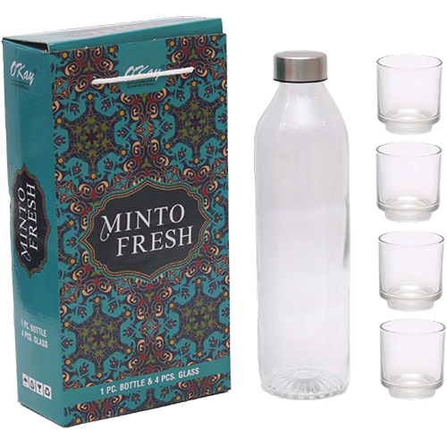 Plain Minto Fresh 4+1 Water Bottle + Glass