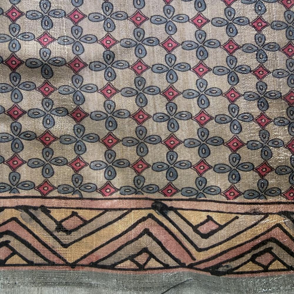   Grey Kalmkari  Printed Saree