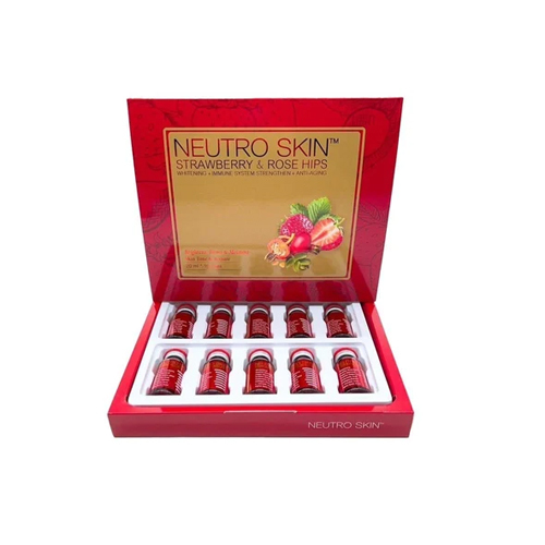 Strawberry And Rosehips Glutathione Injection - 10 ml Glass Vials, Transparent Liquid, 1200 mg | Glutathione, Vitamin C, Skin Whitening, Alcohol-Free