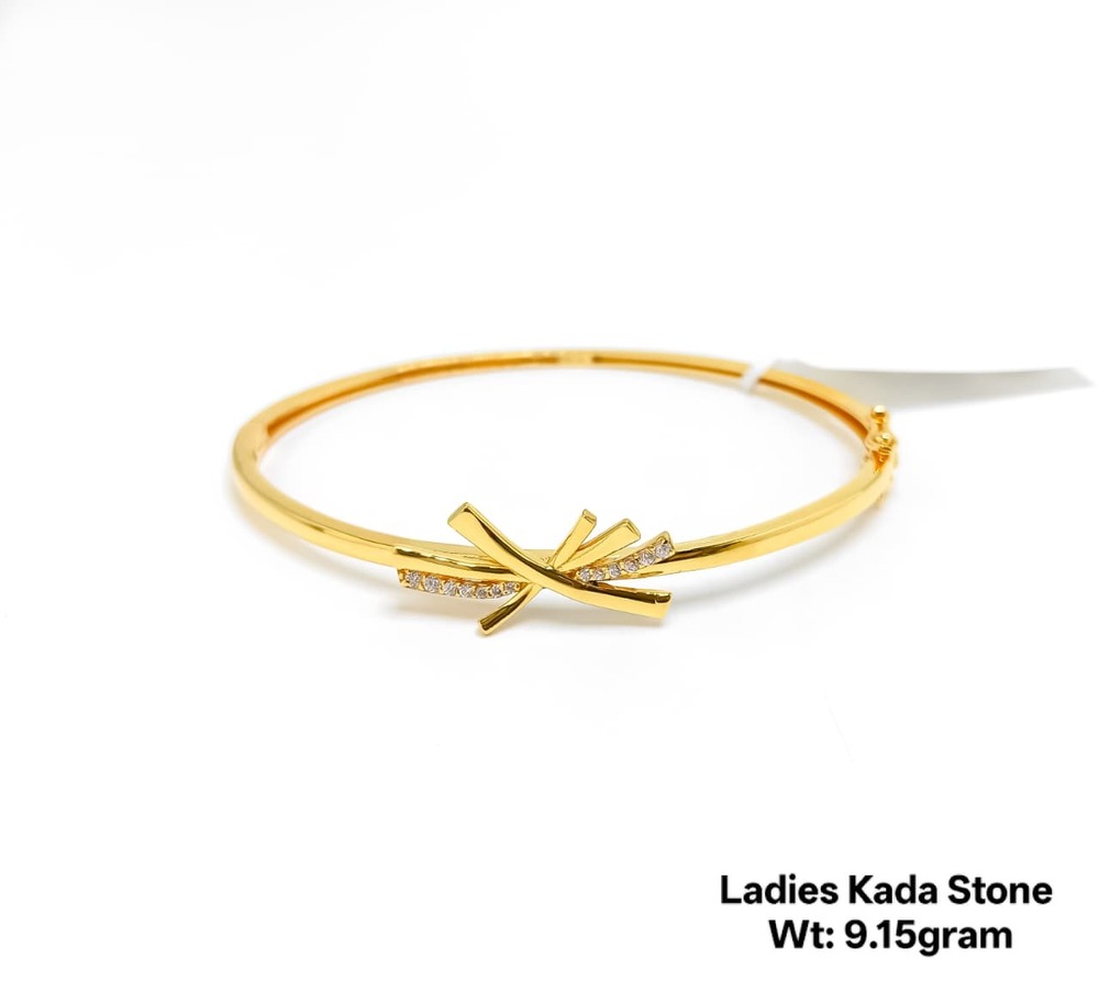 22KT New Design Gold Ladies Kada Stone