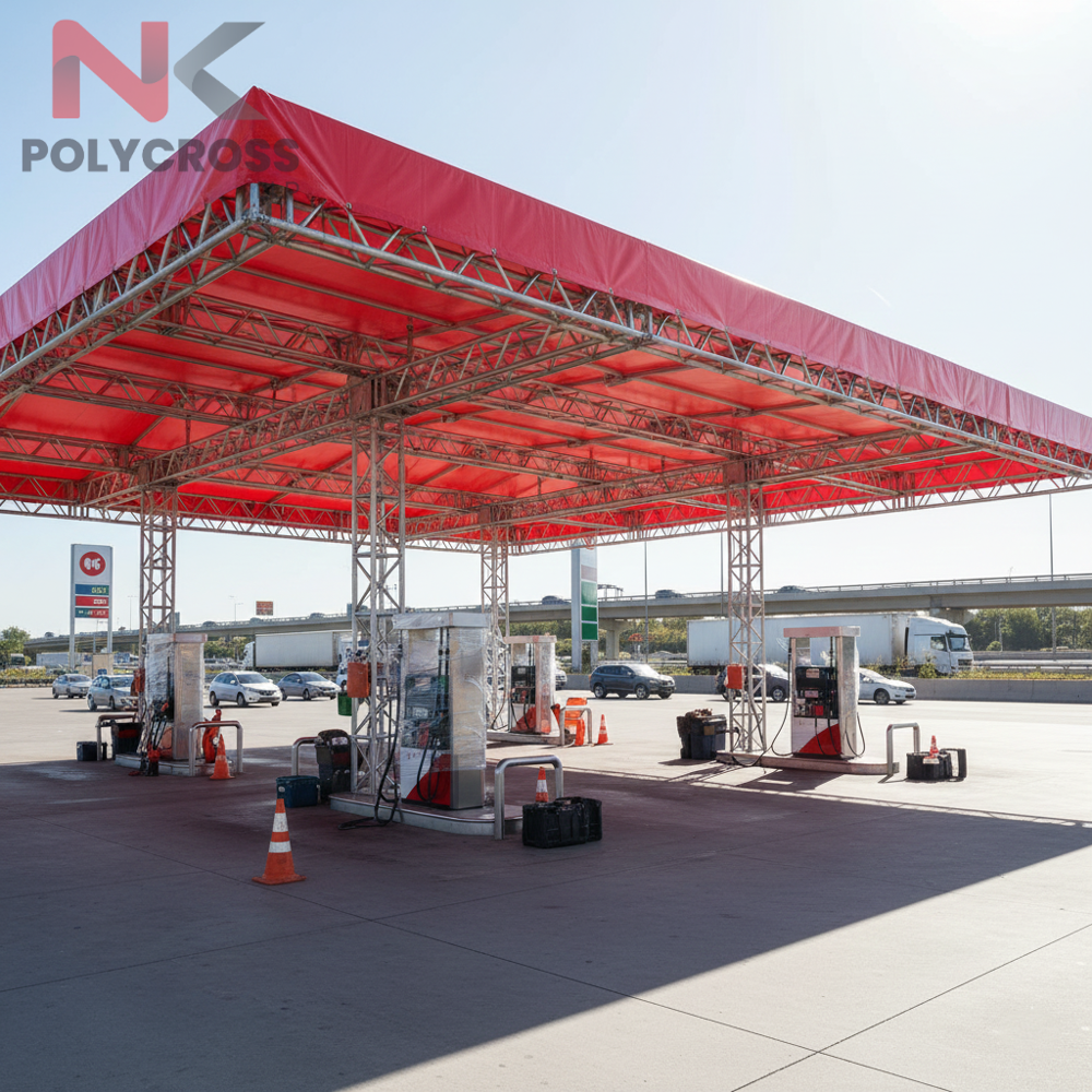 Fuel Pump Station Canopy - Color: Blue