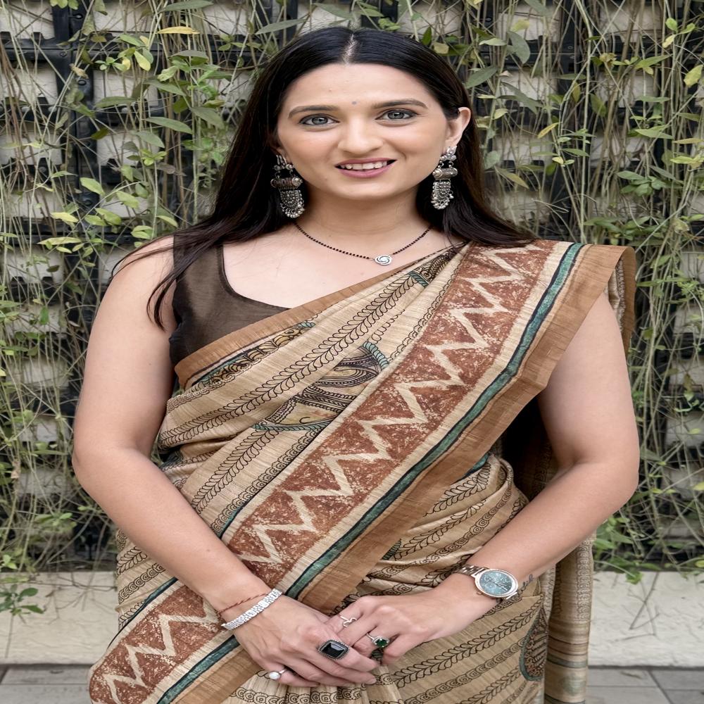 Brown Spider Silk Saree