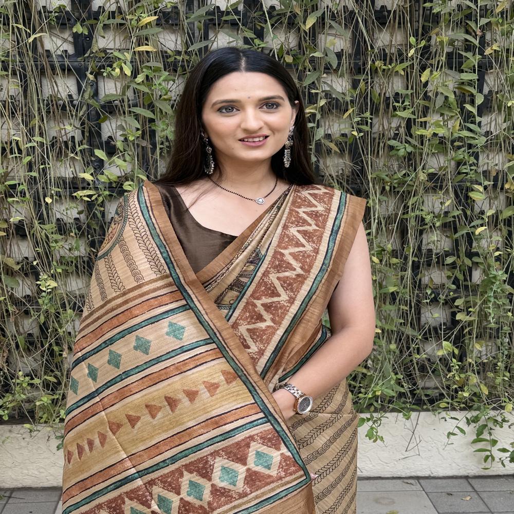Brown Spider Silk Saree