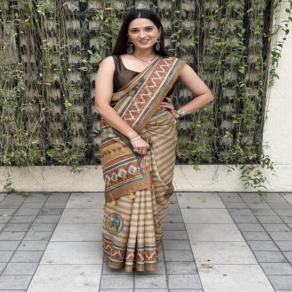 Brown Spider Silk Saree