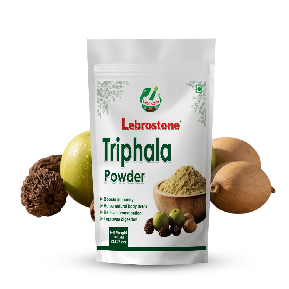 Lebrostone Triphala Powder Natural Herbal Blend with Amla, Baheda & Harad | Boosts Immunity, Digestion, Skin & Hair Care, Detox(100gm)