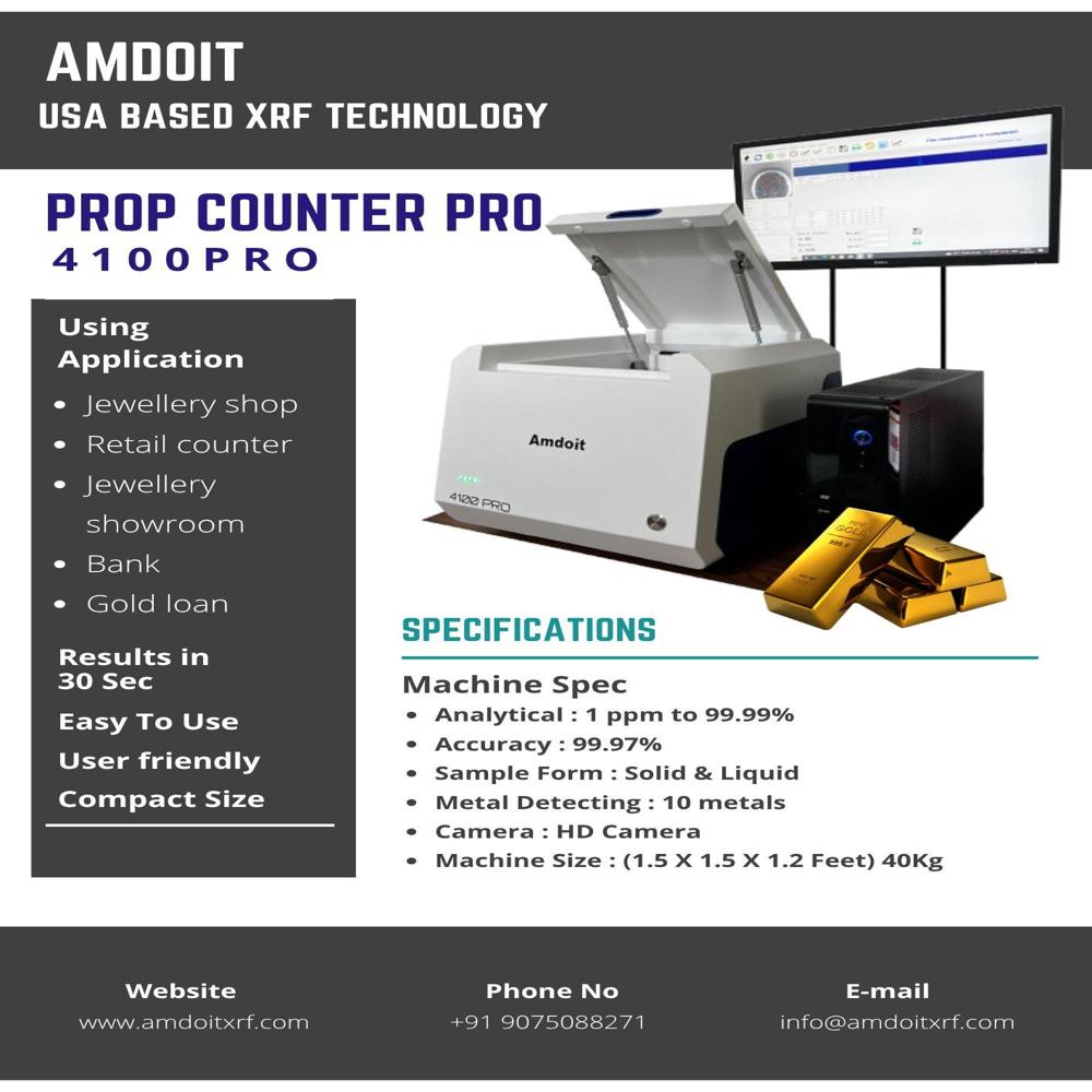 Gold Testing Machine - 450x450x380 Mm, 38 Kg | Non-destructive Xrf Spectrometry, 0.1% Accuracy, Sipin Detector, Data Save In Pdf/excel/word