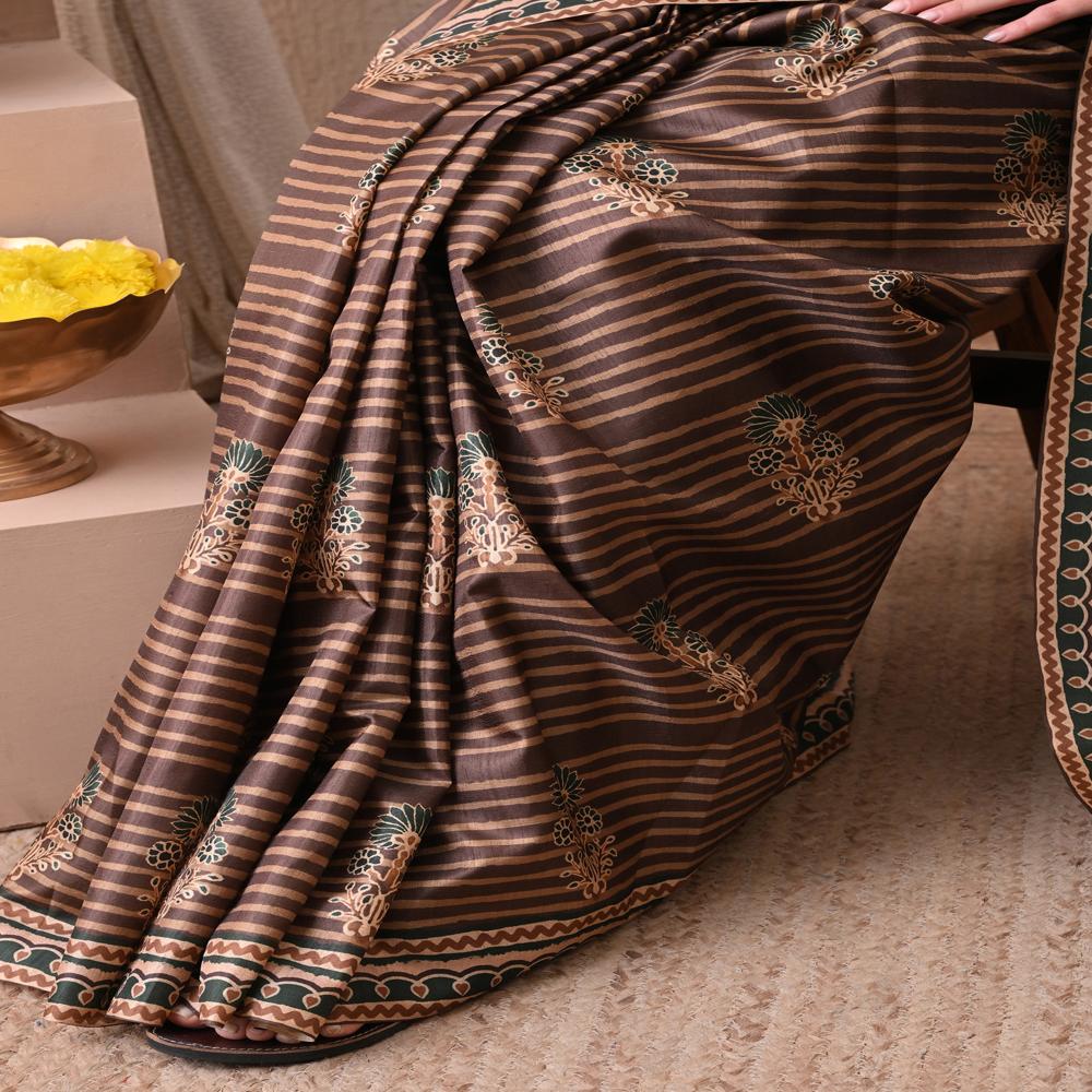 Striped Tussar Silk Saree