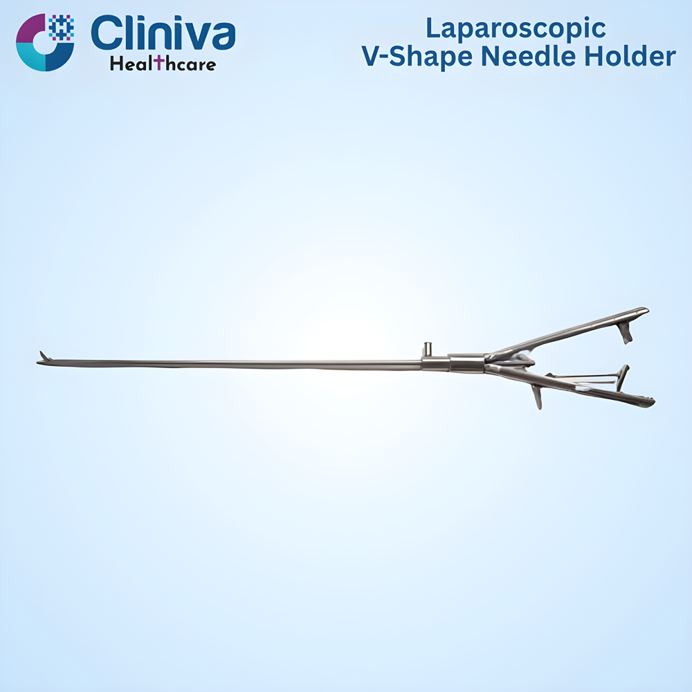 Laparoscopic V-Shape Needle Holder Straight Jaw