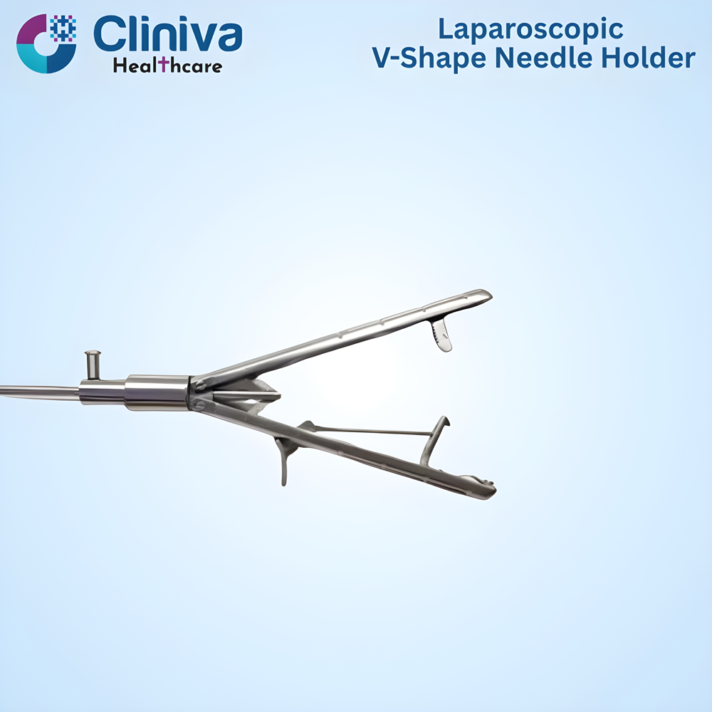 Laparoscopic V-Shape Needle Holder Straight Jaw