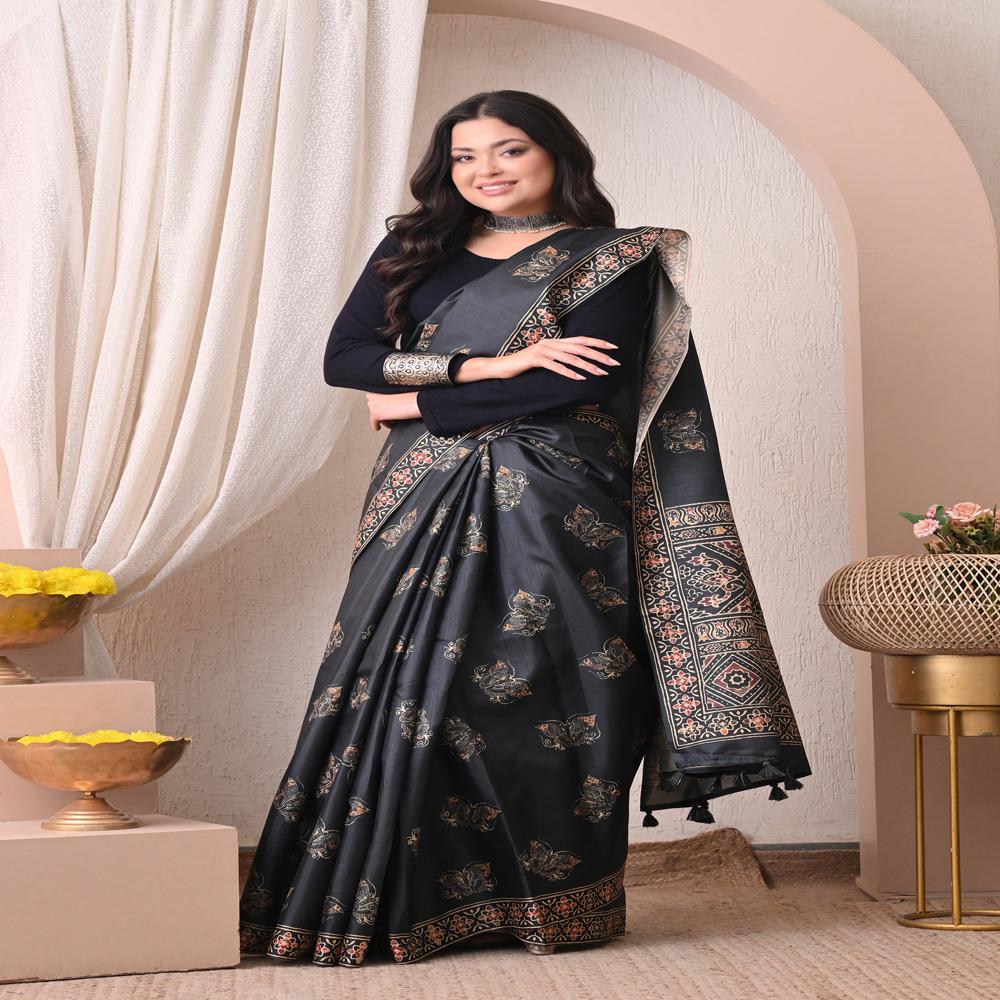 Butterfly Floral Print Saree